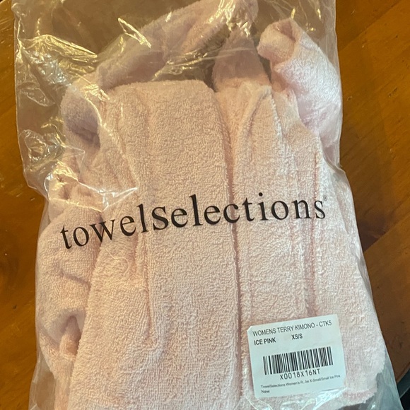 NWT Women's Terry Kimono Robe - Ice Pink 100% Cotton - Picture 3 of 5